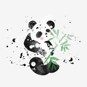 水墨动物熊猫原创手绘水彩风水墨溅开墨迹png搜索网 精选免抠素材 透明png图片分享下载 Pngss Com