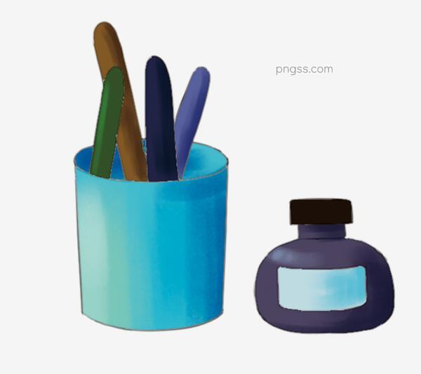 教育行业学校书桌文具笔筒墨水瓶png搜索网 精选免抠素材 透明png图片分享下载 Pngss Com